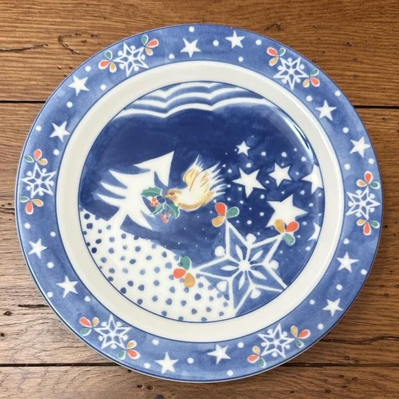 Epoch by Noritake Mr Snowman Blue and White Holiday Plate Set - Picture 3 of 10